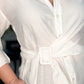 WHITE BUCKLE BELT SHIRT WITH CLEVER TIE WAIST