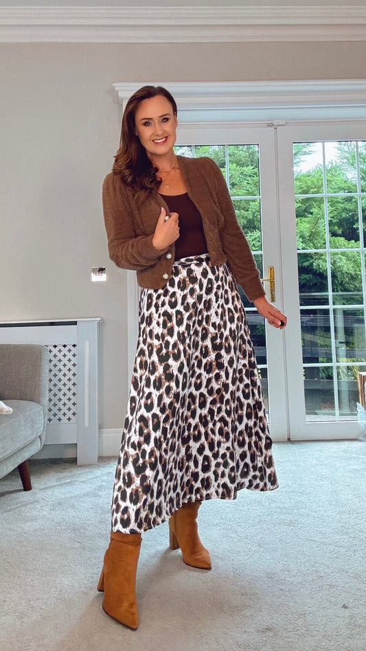 TAN LEOPARD PRINT SKIRT