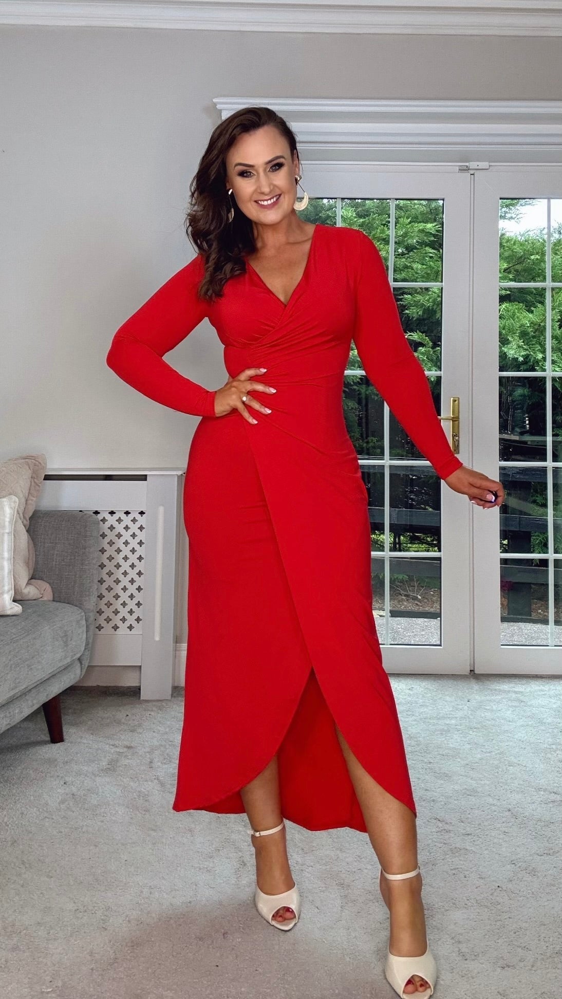THE FOREVER RED DRAPE DRESS