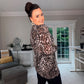 LEOPARD PRINT LONG CHIFFON BLOUSE