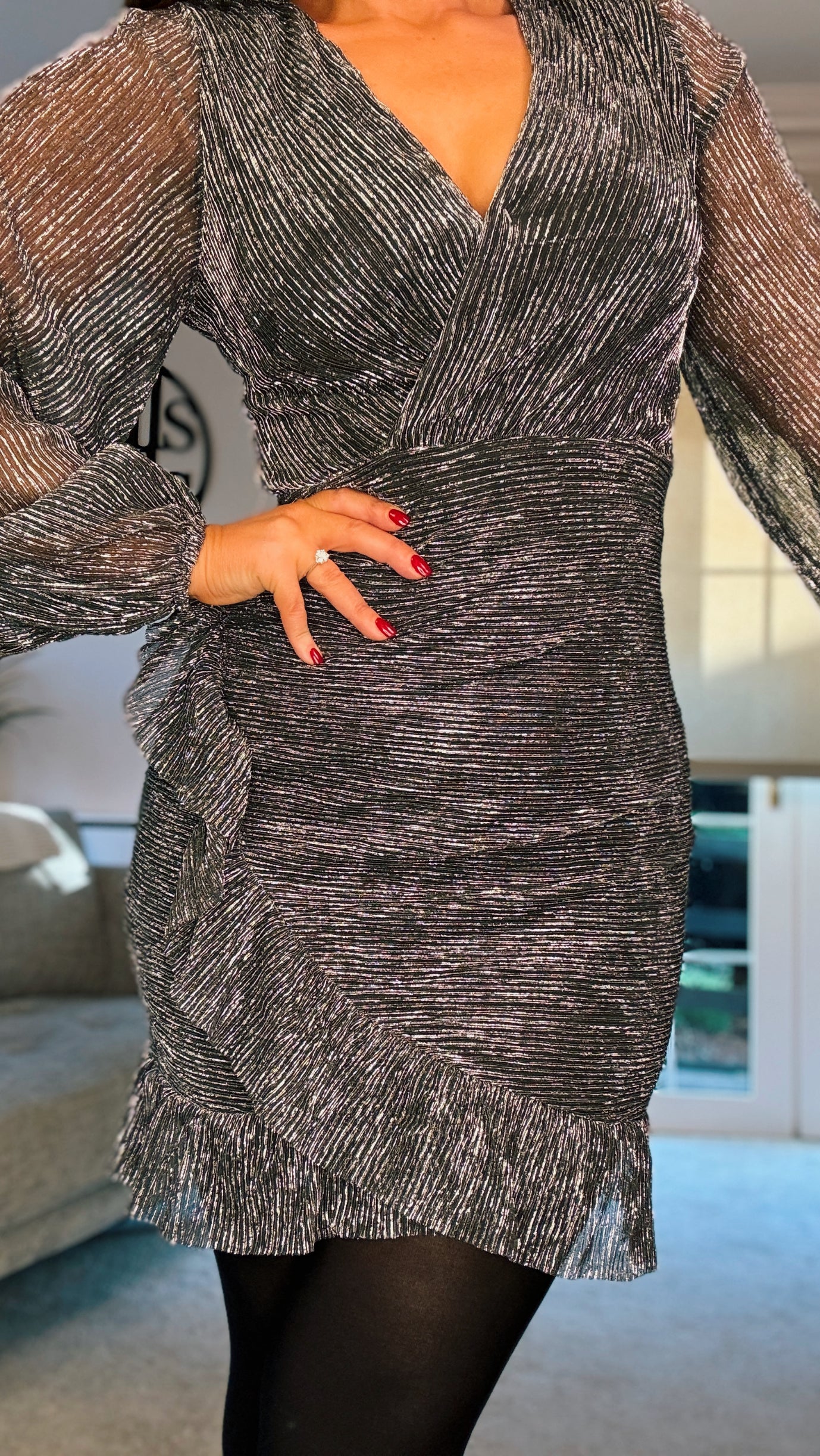 METALLIC WRAP ROSIE DRESS