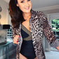 LEOPARD PRINT LONG CHIFFON BLOUSE