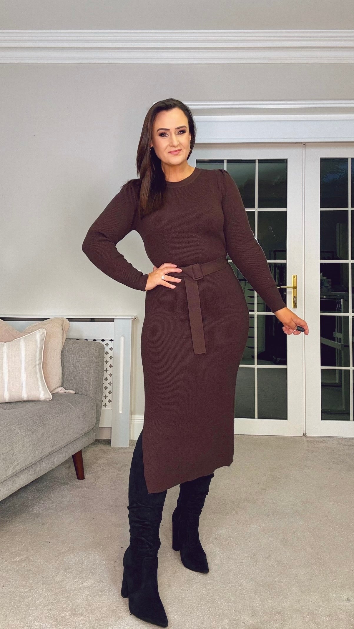 BROWN JUMPER DRESS with belt – GAILS RAILS