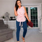 PINK COWL NECK TIE BLOUSE