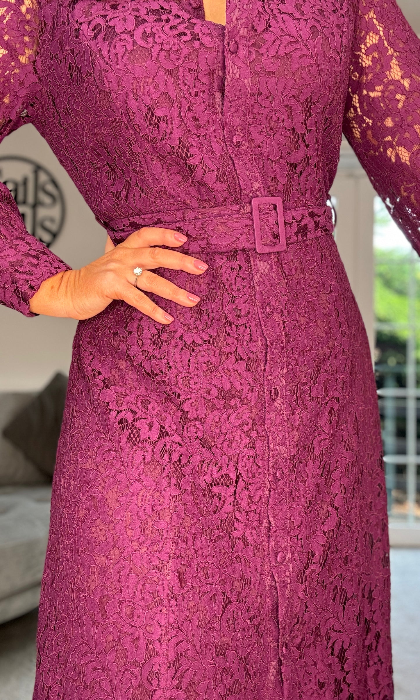 PLUM LACE MIDE SHIRT DRESS