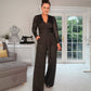 BLACK AND BROWN STRETCH JUMPSUIT
