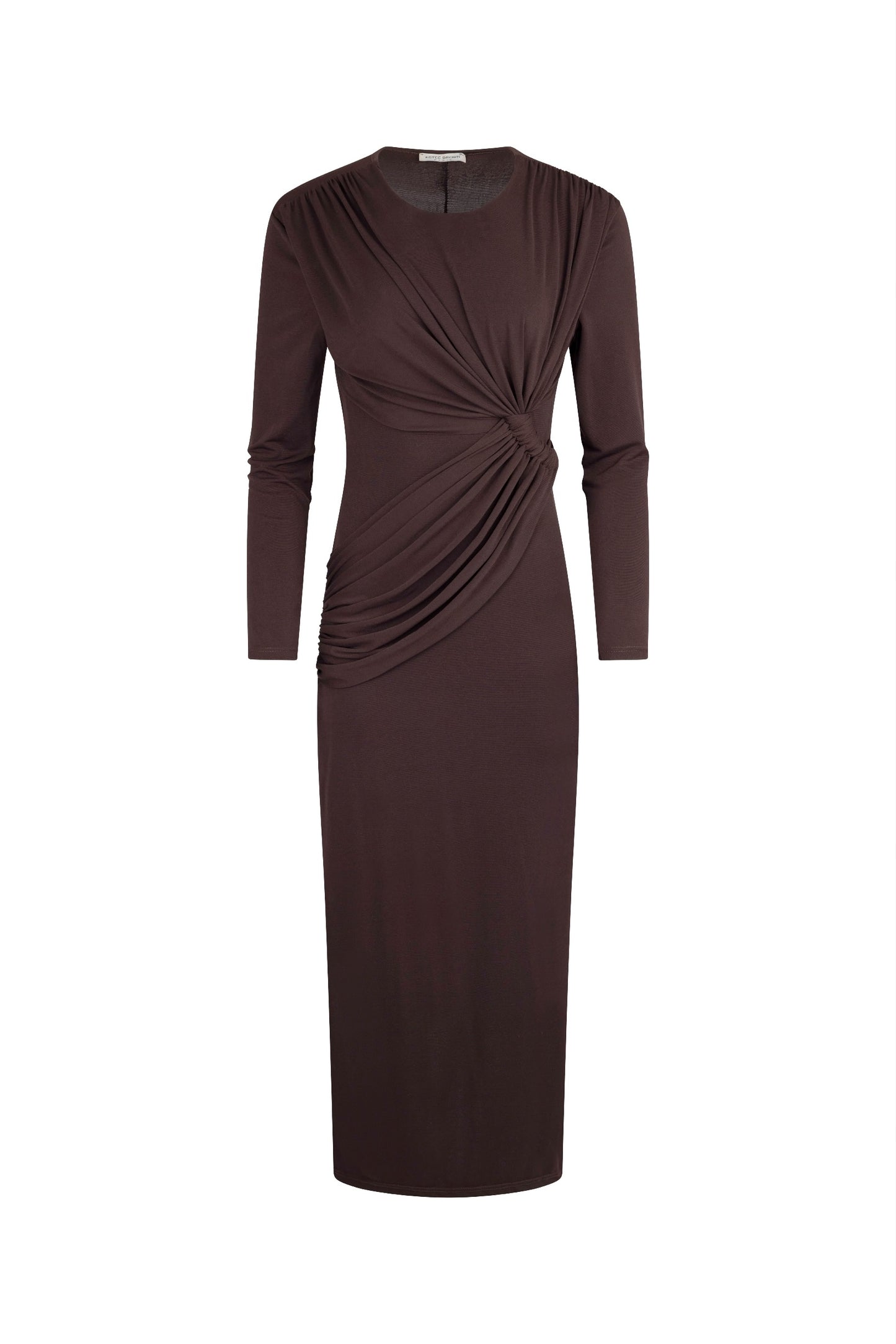 CHOCOLATE BROWN DRAPE MAXI DRESS