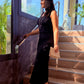 SENSS BLACK RIBBED MAXI DRESS