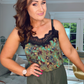 Green Leopard Print Lace Cami Top