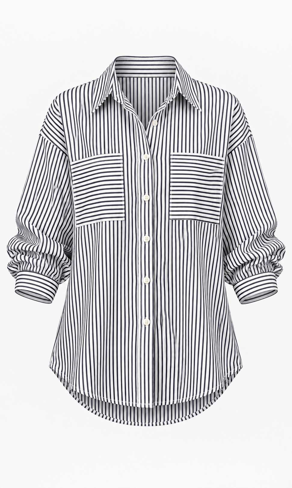 NAVY STRIPE OVER SIZED SHIRT