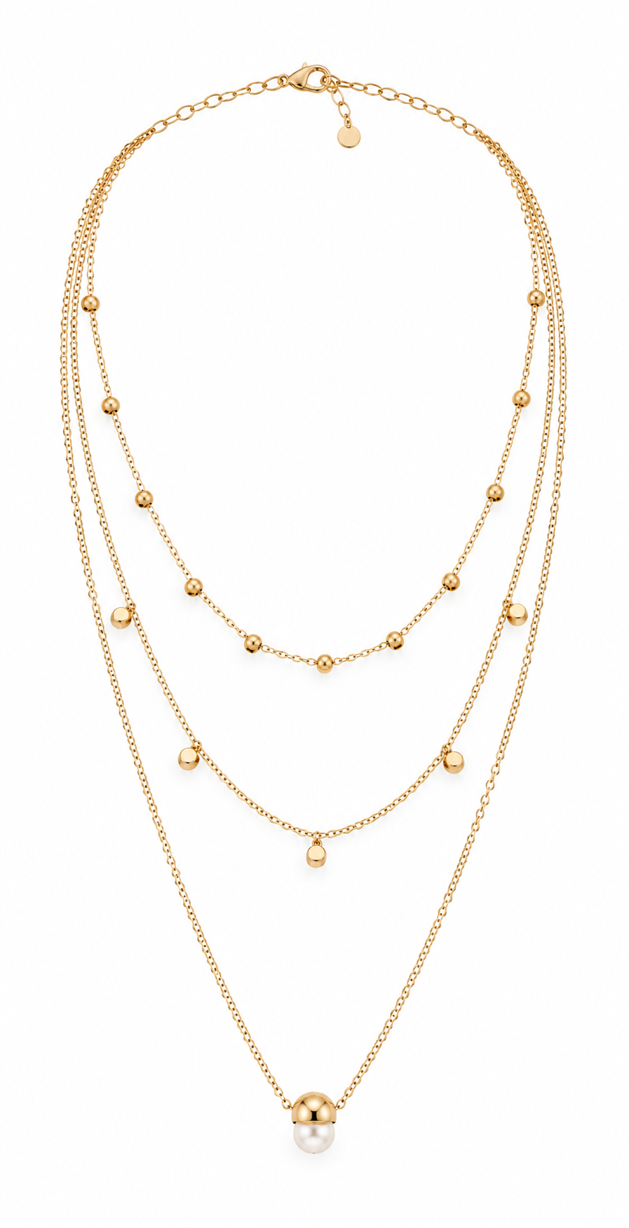 GOLD STAINLESS STEEL 3 TIERED NECKLACE
