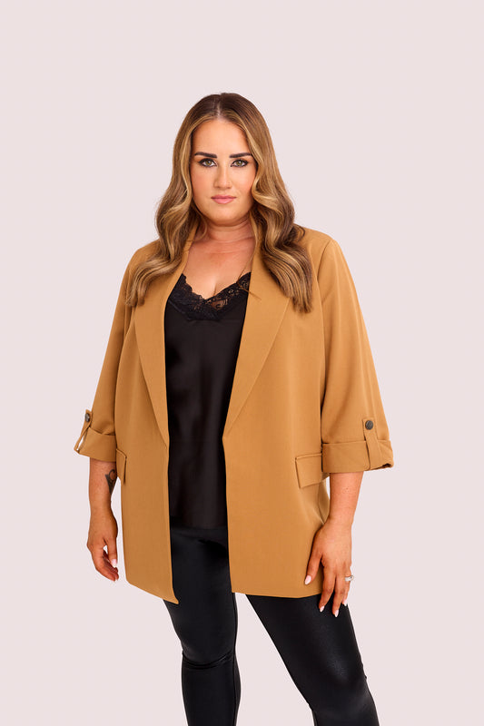 SENSS TAN RELAXED FIT BLAZER