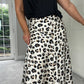 Cream Leopard Print Midi Skirt